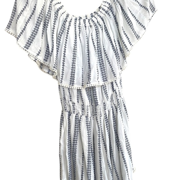 Lulu's Black and White Jumpsuit Off-Shoulder Ruffled - Picture 2 of 4